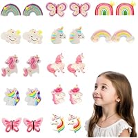12 Pares de Pendientes de Clip para Niñas, Sin tipo de metal,