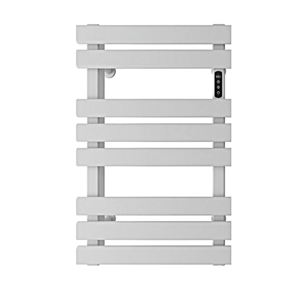 Nero Termoarredo Bagno,Bianco Montaggio A Parete Scaldasalviette Elettrico,8 Tondini Termoarredo,Grande Termosifoni,Cronotermostato con Display Digitale,Bianca,Punching