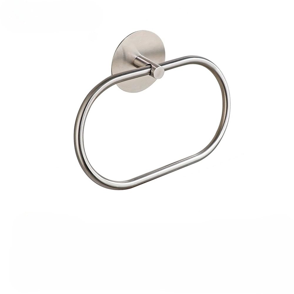 VVW&LIU 304 Stainless Steel Towel Ring No Piercing Towel Rack Bathroom Accessories Bathroom Towel Racks,O silver2