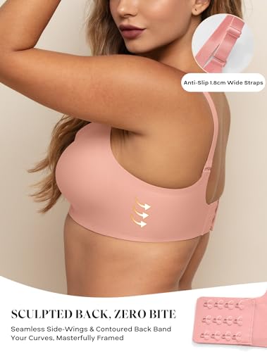 Image of Women V Neck Wireless Bra Full Coverage Comfort Jelly Strip Bras Supportive Seamless Bralette