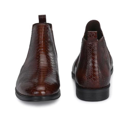 Image of San Frissco Croco Textured Textured Synthetic Upper Cushioned Footbed /Comfortable Fashionable Flexible for Men - (Brown)