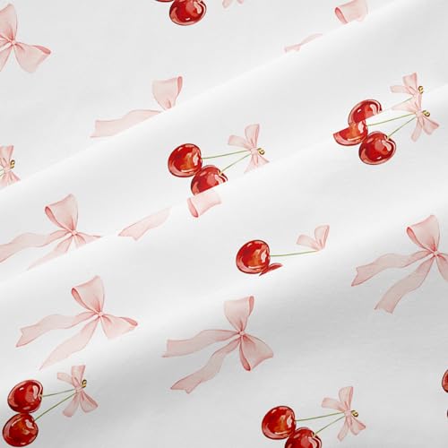 Image of Nayoroom Pink Bow Duvet Cover Full Size Reversible Red Cherry Duvet Cover 3 Pieces Soft Lightweight Microfiber Kids Girls Cute Aesthetic Dorm Bedding Set