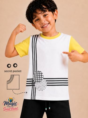 Image of Pilolo Kids Soft Cotton Lycra Pocket T-Shirt for Boy's
