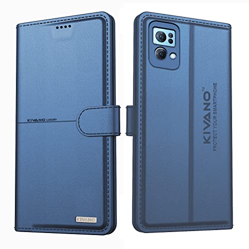 Image of KIVANO Oppo Reno 7 Pro 5G Professional Series Wallet Case | Luxurious Design | Premium | PU Leather Flip Case Back Cover - Dark Blue