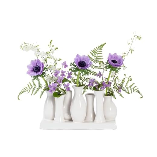 Home&Dekorations -VAS057- Keramik Blumenvasen - Dekorative Vasen für Hochzeit, Geschenk, Buffet, Küche, Wohnzimmer (Set 7 weißen Vasen)