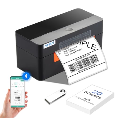 vretti Imprimante Thermique Étiquette Autocollante USB & Bluetooth (Mobile Uniquement) - Haute...