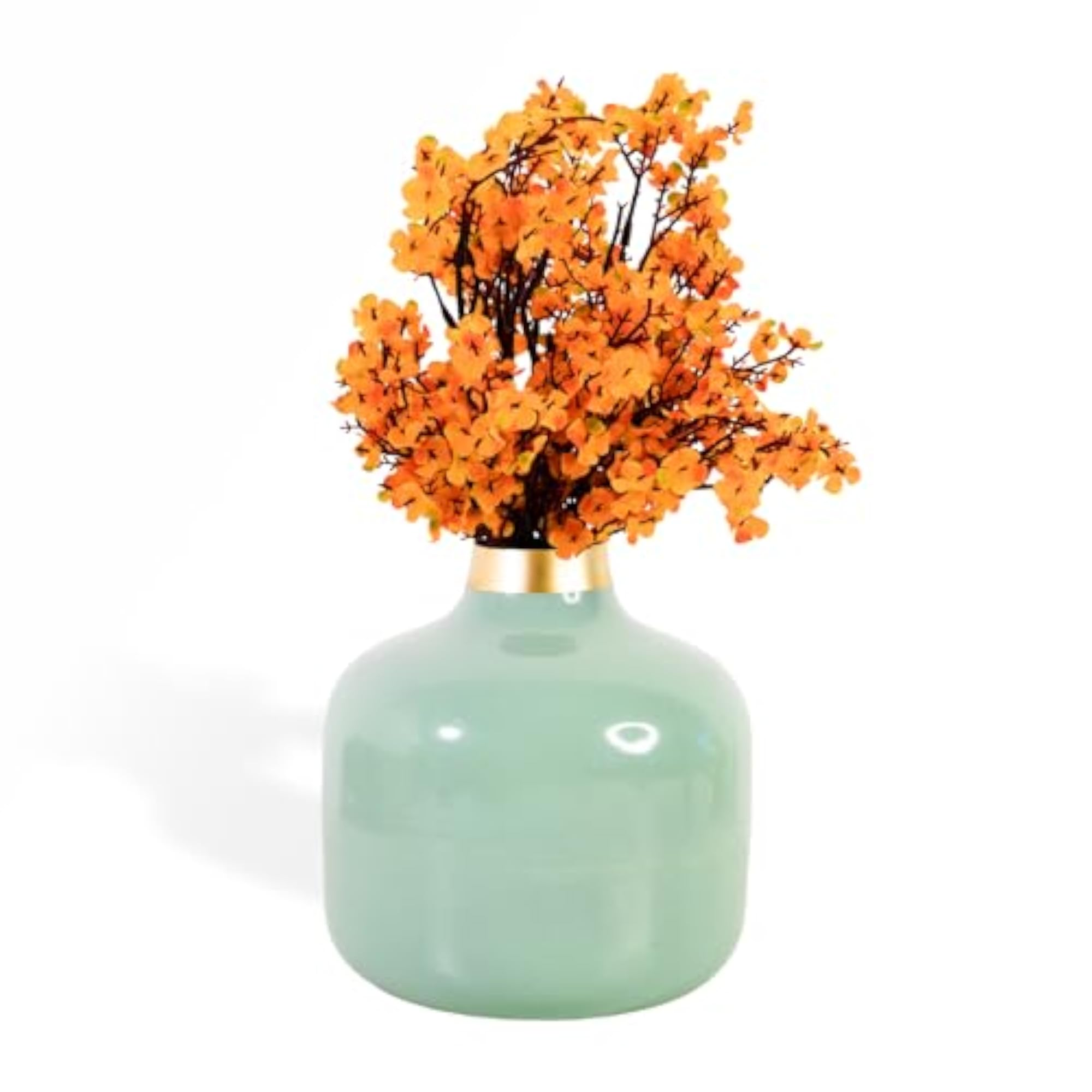 Metallic Aqua Hammered Flower Vase for Home Decor