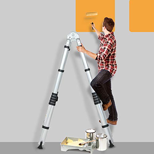 SUNCOO 16.5FT Telescoping Ladder Lightweight, Anti-Slip Aluminum Collapsible Extension Ladder, Quick Button Retraction Multi-Purpose Telescopic Ladders Compact Attic Ladder, 330lbs Max Capacity - Thumbnail 4