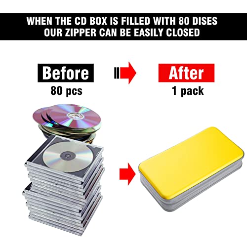 Bivisen 80 Capacity Cd/Dvd Case Storage Holder Binder Organizer Portable Zipper Hard Plastic Cd/Dvd Cases Organizer Wallet Book For Car Home Travel (Yellow) #TOP3