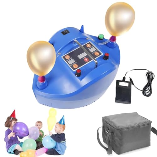 Elektryczna precyzyjna pompka balonowa, 1200 W, ilościowy pompka balonowa, z cyfrowym licznikiem timera, przełącznik nożny, pompka powietrza do różnych balonów na imprezy, niebieska