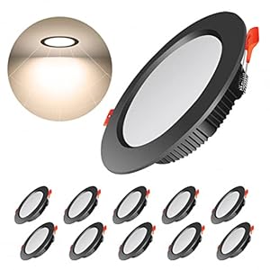 KSIBNW Lot de 10 Spot led Encastrable Noir Extra Plat,500LM 5W Rond Plafond Encastrés LED =50W Incandescence,Blanc Naturel 4000K,AC 220-240V,IP44,Spot Led Interieur Pour Bain,Cuisine,Salon,Couloir