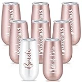 Brautjungfern-Becher, 8 Stück, inkl. Braut-Sektflöte, Trauzeugin, Weingläser, Brautbecher, 170 ml, Edelstahl, Brautjungfernantrag, Geschenke für Verlobung, Junggesellinnenabschied, Partyzubehör