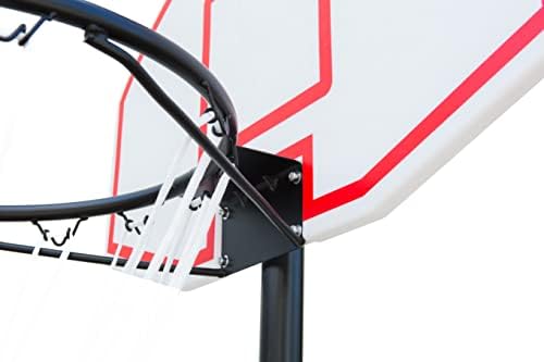 HIONRE Adjustable 165-210cm Teenagers Youth Portable Basketball Hoop Stand Backboard Hoop Net System with Base and Wheels, White&Red
