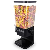 ZOFUN Dispensador de cereales de 5,5 litros, 19,5 x 16,6 x 42,3 cm, dispensador de alimentos secos individual, dispensador de cereales ABS, dispensador de contenedores de almacenamiento de cereales