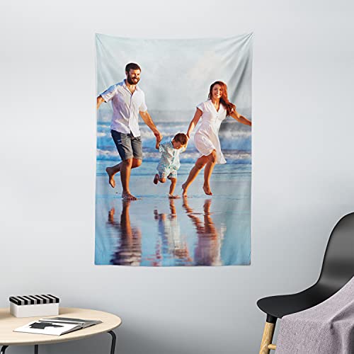 Ambesonne Personalized Tapestry With Photos, Ultra-Soft Satin Wall Hanging For Bedroom Living Room Dorm Decorative Accent Piece For All Seasons Christmas And Valentines Day Gift, 1 Photo, 40" X 60" #TOP27