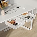 2 Pack Under Desk Drawers Self Adhesive Drawers for Under Desk Storage Pull Out Under Desk Drawer Organizer for Home Office Cabinet, 13" x 12.2" x 3.74", White