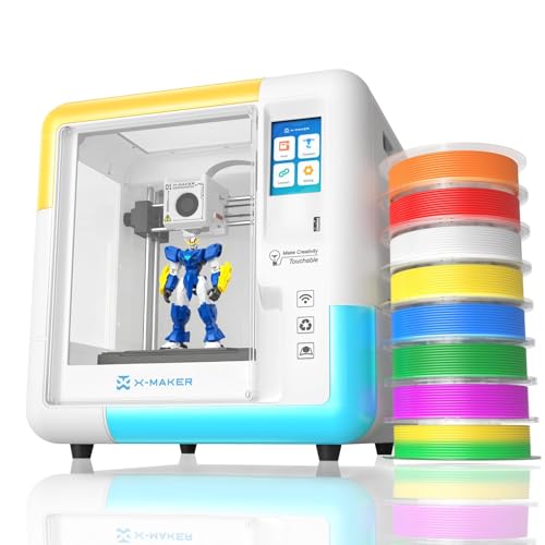 X-MAKER 3D Printer with 8 PLA Filament Set, Beginner-Friendly Design Apps, Fully Enclosed, Creation Courses, and Ideal f