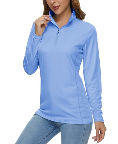 MAGCOMSEN Womens Long Sleeve Tops Quarter Zip UPF 50+ Golf Shirt Rash Guard