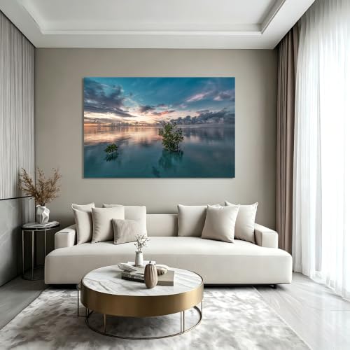 Cuadro de paisaje de montañas sin marco VHdfgTY para decoración de salón, 30x45cm 4