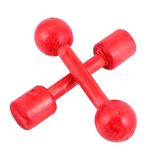 BESPORTBLE 6pcs Wooden Dumbbells Red Exercise Props for Hand Eye Coordination for Gymnastics Home Fitness Fun Exercise