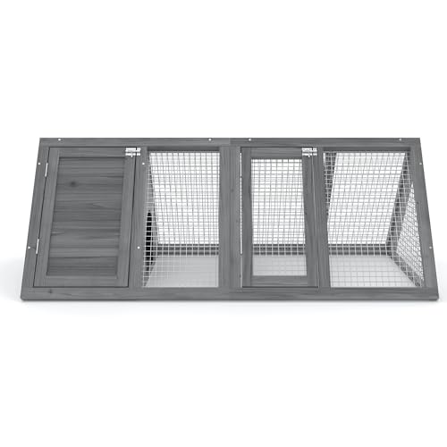 Phonjoroo Rabbit Hutch, Small Chicken Coop Outdoor A-Frame Quail Cage With 2 Door & Run Cage Wooden Triangle Quail Hutch With Ventilating Wire Poultry Hutch For Small Animal thumb #5
