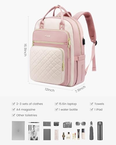Image of LOVEVOOK Laptop Backpack Purse for Women, 15.6 inch Laptop Bag for Travel with USB Port, Water Resistant Lightweight Daypacks for College Work Business, Nurse Teacher Computer Backpacks