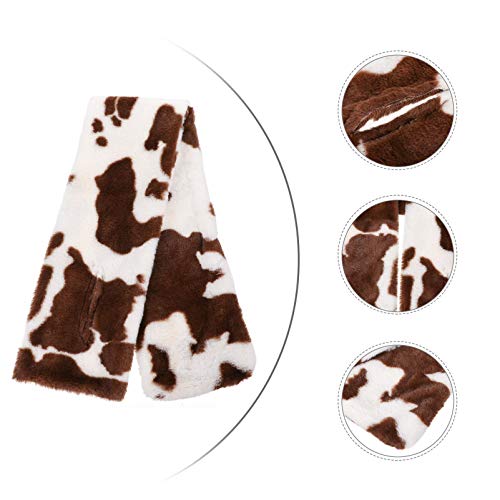 KESYOO Cachecol de Pele Falsa Feminina Com Padrão de Vaca Cachecol de Inverno Pescoço de Pelúcia Aqu