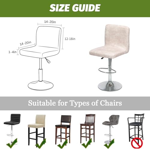 Image of FUANGUI Bar Stool Covers Set of 4, Faux Leather Looking Stretch Bar Stool Chair Cover Slipcovers, Counter Stool Bar Chair Covers for Kitchen Pub Dining Room Retro Style Home Deco - Beige Pink