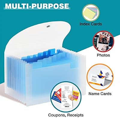 H4D Coupon Receipt Holder, 13 Pocket Accordion File Organizer, 7x4.5 Inches, Blue