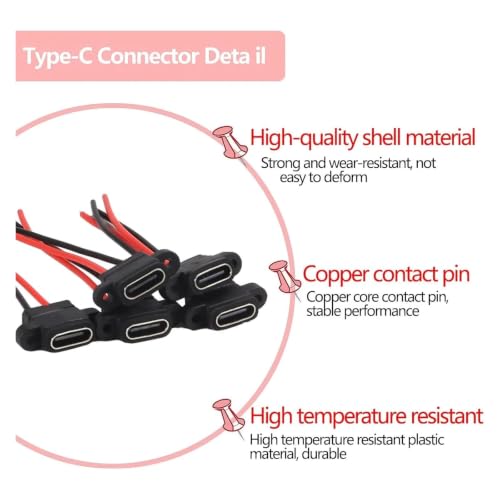 Conector USB C resistente al agua ideal para instalar en paneles exteriores y barcos 5