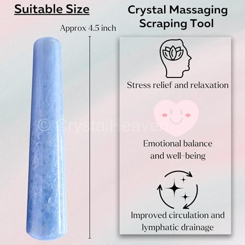 Image of Blue Calcite Crystal Wand - Smooth Crystal Wand for Energy Healing, Chakra Balancing, Meditation and Home Decor - Crystals and Healing Stones for Gift
