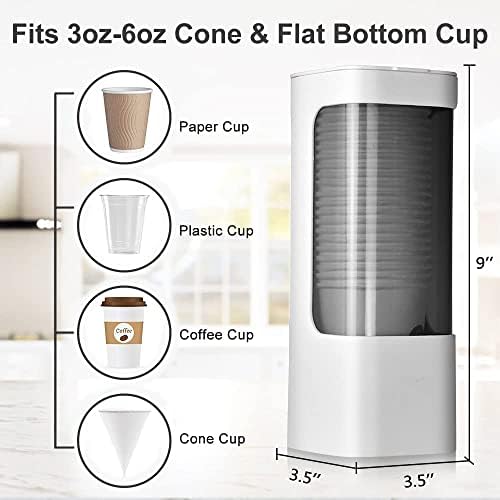 Disposable Cup Dispenser, cups holder for Plastic or Paper Cups, Cup Organizer, Wall Mount Bathroom Disposable Mouthwash Cups Dispenser with for Home Office Hospital (White)