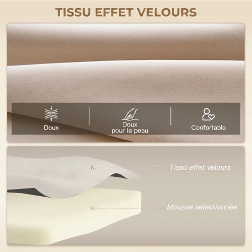 HOMCOM Canapé Convertible 2 Places 4 en 1 Canapé-Lit Beige – vue 6