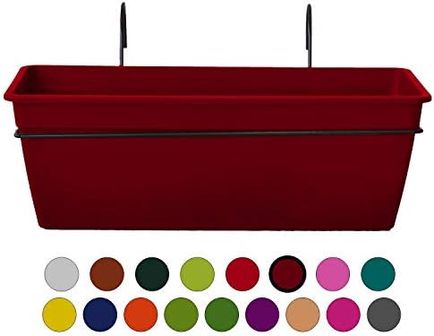 ALMI Gefen Railing Planter 22 Inches, Deck Rail Balcony Mount Flower Planter Box, Adjustable Over The Railing Planters, Indoor, Outdoor Planting Boxes, No Extra Tools Needed (Bordeaux)