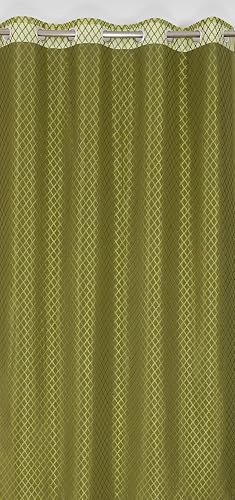 Image of Sheer Net Semi Transparent Home Decor Curtains for Living Room, Balcony Doors and Windows Panel, Parda, Eyelets Hanging, Green, 4 x 9 Feet, Pack of 2