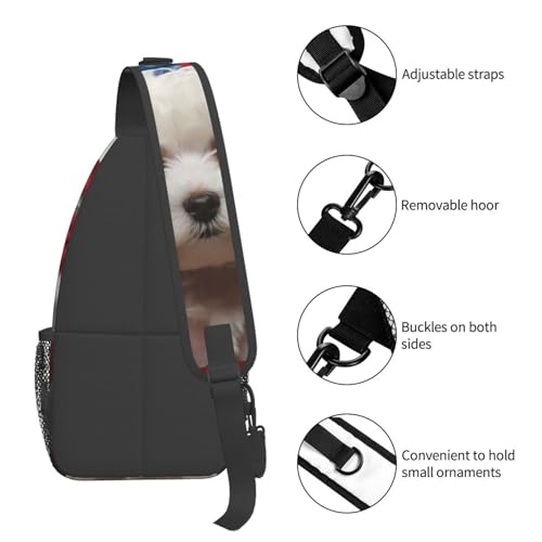 Bolso bandolera unisex con estampado de perro blanco miniatura 5