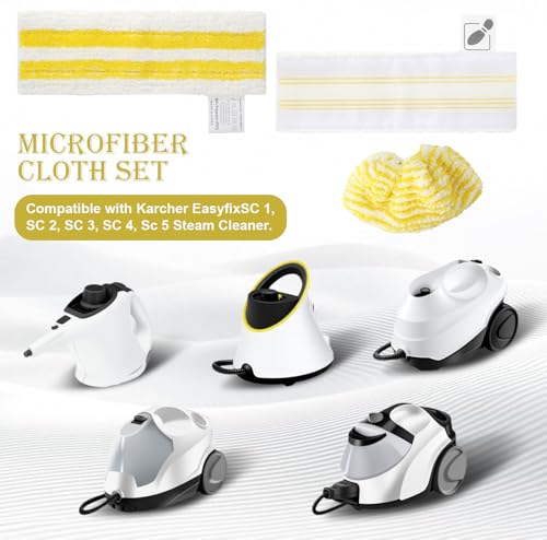 6 Stück Dampfreiniger Zubehör Bodentücher für Dampfreiniger EasyFix SC1, SC2, SC3, SC4, SC5, 3 Bodentücher + 3 Überzüge, Geeignet für die Reinigung Verschiedener Arten von Böden