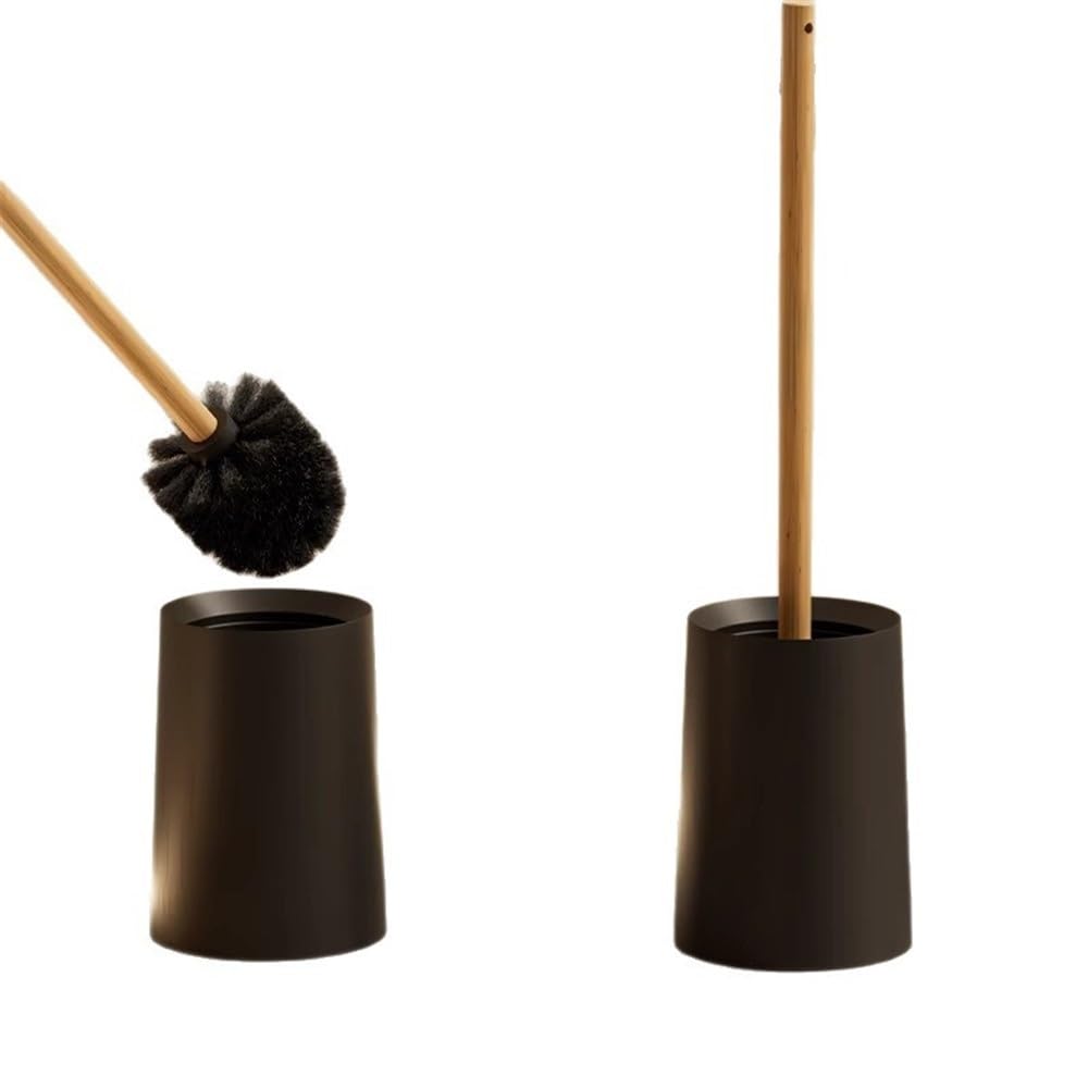 Escobilla de Baño Cepillo de Inodoro doméstico Mango Largo, Cepillo Pared, pie, con Base, Juego Limpieza Escobillas de Inodoro(Negro)