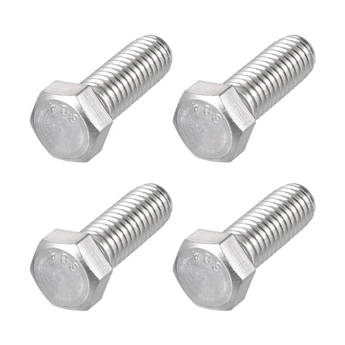 Image of METALLIXITY Hex Head Bolts (7 /16-14 x 1-1 /4 inch) 4Pcs, 304 Stainless Steel 18-8, Fully Threaded, External Hex Drive, Plain Finish, Hex Head Screw Bolt, Silver