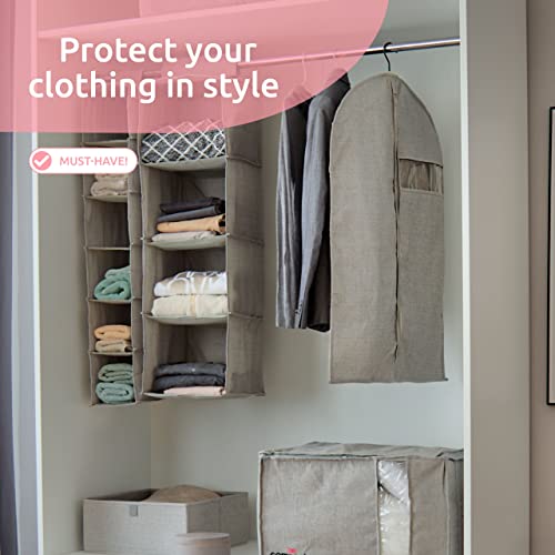 Compactor Oxford Suit Bag (M) - Premium Grey Storage Solution, 60X90(H) cm, Polyester + Cotton + Peva, Warm Grey, Short - Image 3
