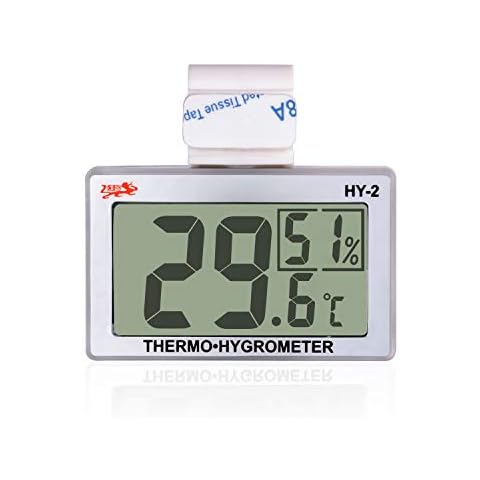 Reptile Thermo-Hygrometer Terrarium Digital Temperature Humidity Gauge for Pet Rearing Box Reptiles Tank Thermometer Hygrometer with Hook and Stick Pad Cover