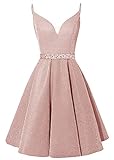 Yexinbridal Spaghetti Straps Short Glitter Prom Dress V-Neck Beaded Homecoming Evening Party Gowns...