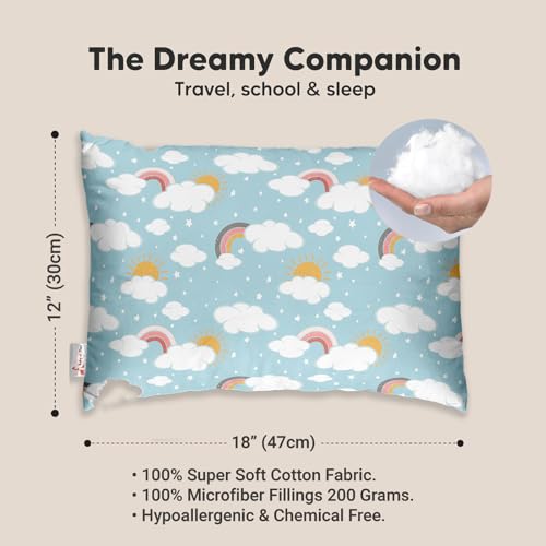 Image of Personalized Pillow for Kids - Custom Name, Super Soft Cotton Kids Cushion for Infants & Toddlers, 1 Month to 5 Year Olds, Keeps Head & Neck Comfortable, Adorable Prints