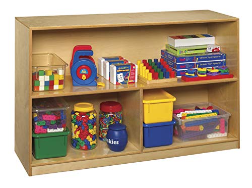 Childcraft 1335358 Storage Unit, Birch Veneer Panel, 4-Coat UV Acrylic, 3-Compartment, 47" x 13" x 30-5/8", Natural Wood Tone