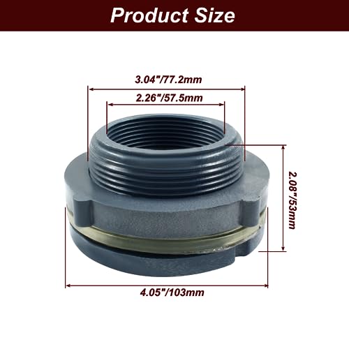 Image of 1pc 2 Inch NPT2 PVC Bulkhead Fitting | Plastic Water Tank Connector, Threaded Thru-Bulk Pipe Fittings, For Rain Barrels, Aquariums, Ponds, Pools