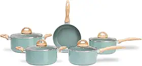 Brinox - Jogo de Panelas 5 Peças Ceramic Life Botanika com Fundo de Indução - Verde