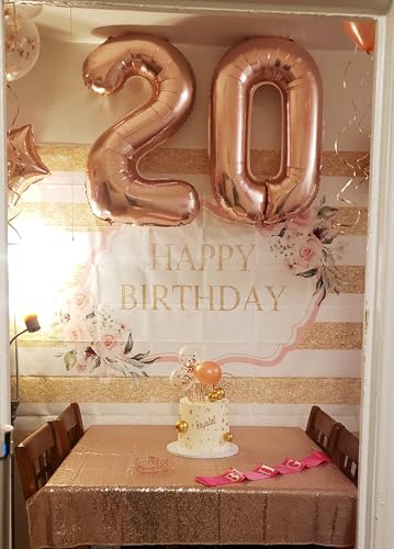 Image of Number Balloons 0 Balloon 40 inch Rose Gold for 10 Birthday Decorations | Saturated Color, Large 40 in, With Straw & Hanging Hole, For Back-to-School Season, Wedding, Christmas, New Year, Anniversary