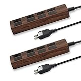 最安！STYLED 2個セット フラットスイッチ 電源タップ 2m 延長コード 18ヵ月保証 ACコンセント 4個 雷ガード 1500W (コンセント4口・ ダークブラウン・2個・コード2m)