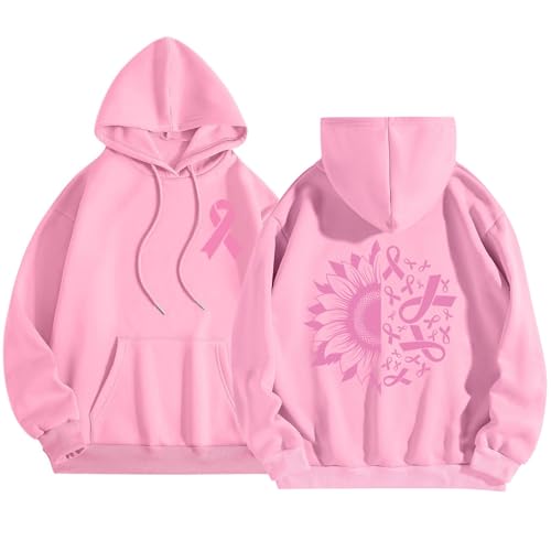 Tee shirt manche longue Octobre Rose ample pour femme et sweat a capuche