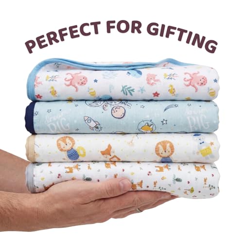 Image of haus & kinder Muslin Blanket for New Born Baby, Soft Breathable Baby Blankets Newborn, Baby Blanket for 0-2 Years, Cozy Baby Blanket for Crib Nursery & Stroller, New Born Baby Essentials | Spacewalk